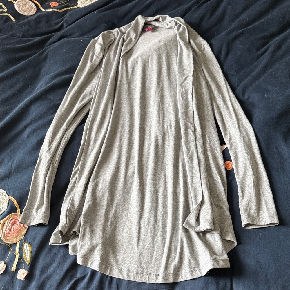 Vince Camuto Light Gray Open-Front Long Sleeve Cardigan